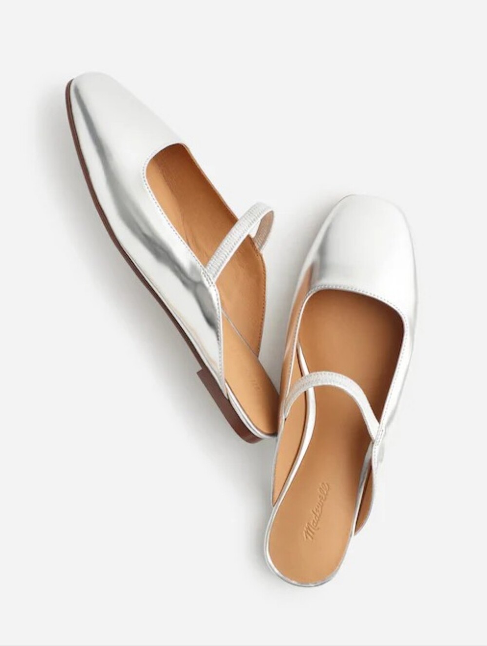 Madewell The Greta Ballet Flat Mule Silver Shoes